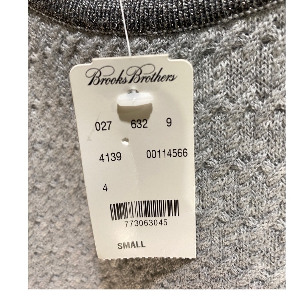 Brooks Brothers Merino Wool Blend Short Sleeve Sweater Grey Metallic Small NWT - Picture 5 of 9